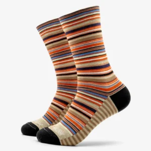 calcetín algodón orgánico multiraya beige