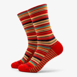 calcetín algodón orgánico multiraya rojo burdeos
