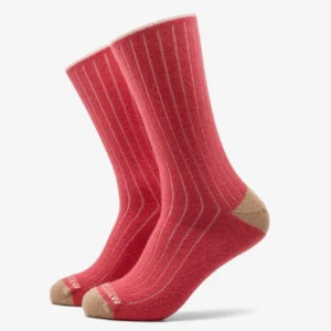 calcetines de lana merina canalé rosa cielo